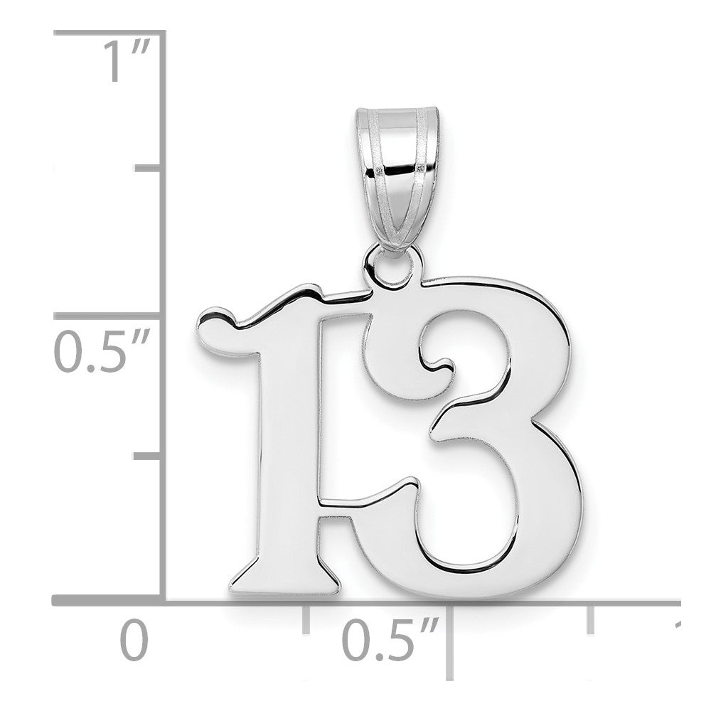 14k White Gold Polished Number 13 Pendant
