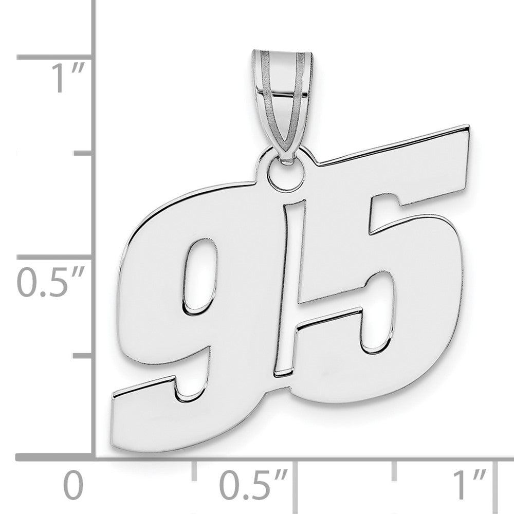 14k White Gold Polished Block Number 95 Pendant