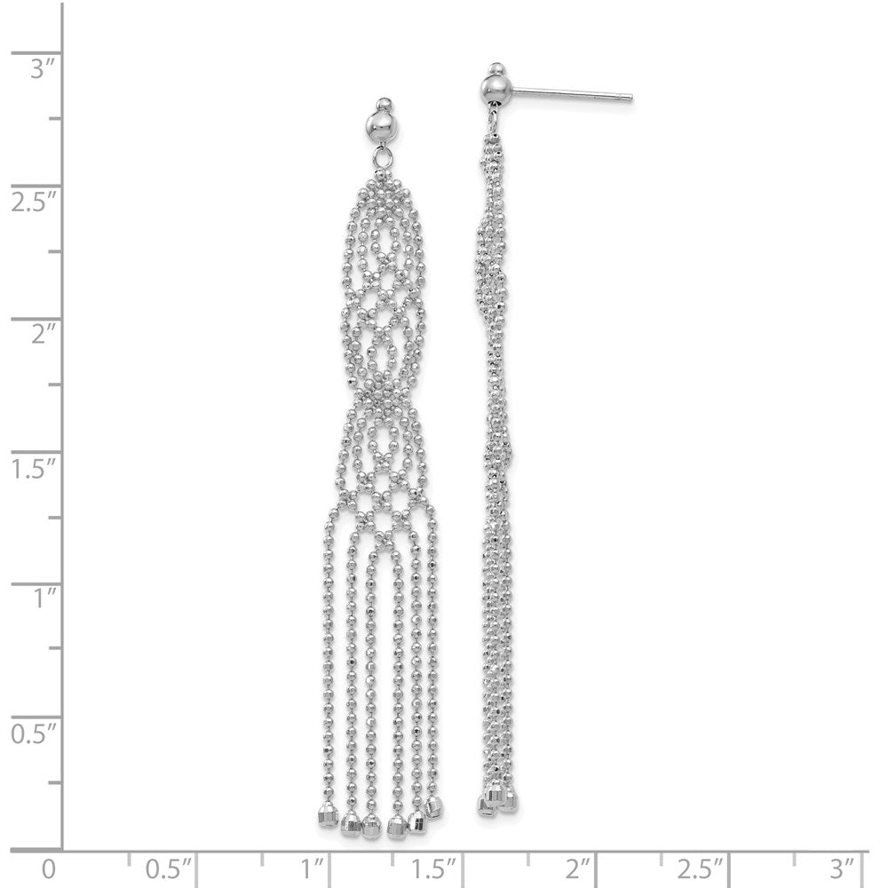 14K White Gold Bead Chain Earrings