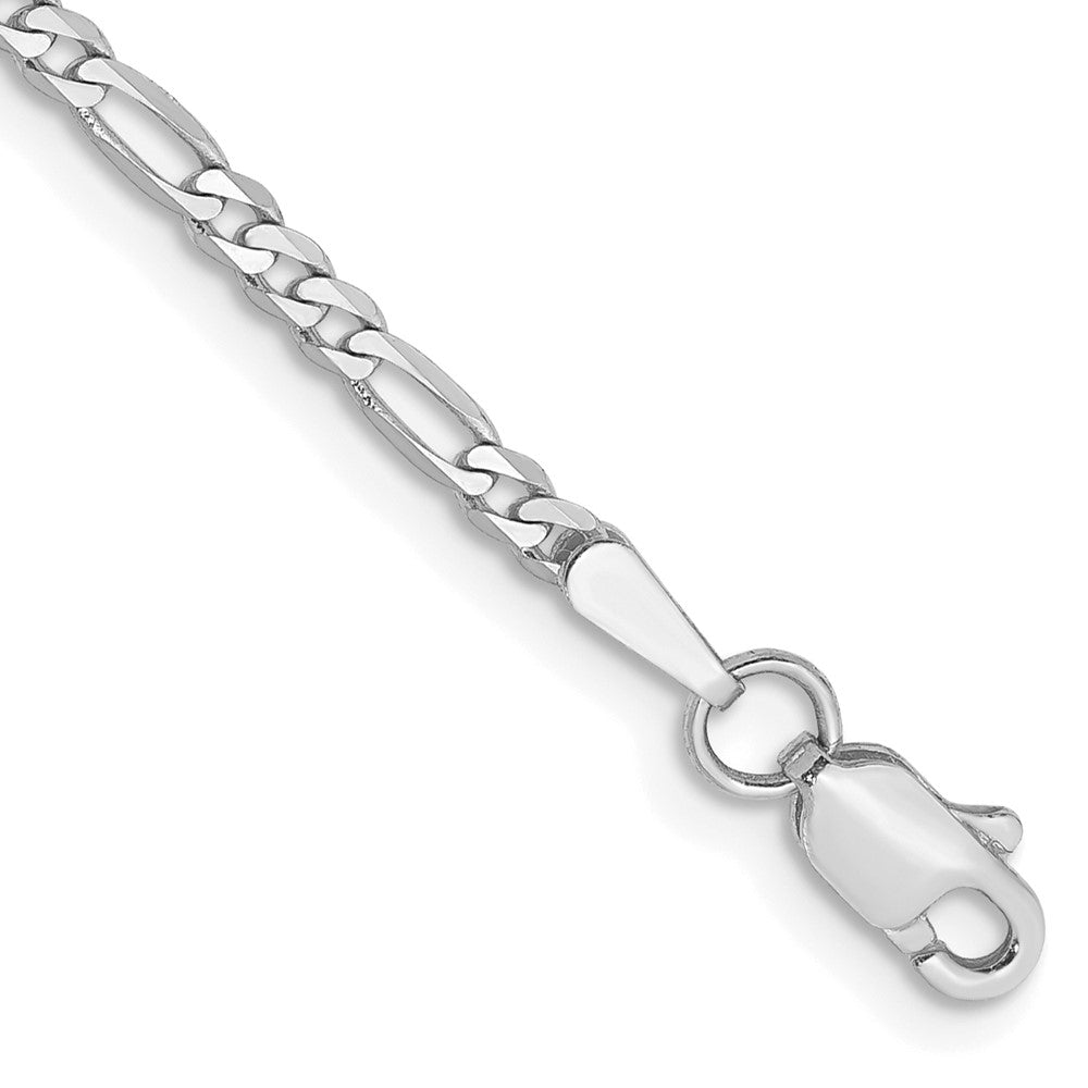14K White Gold 9 inch 2.25mm Flat Figaro with Lobster Clasp Anklet