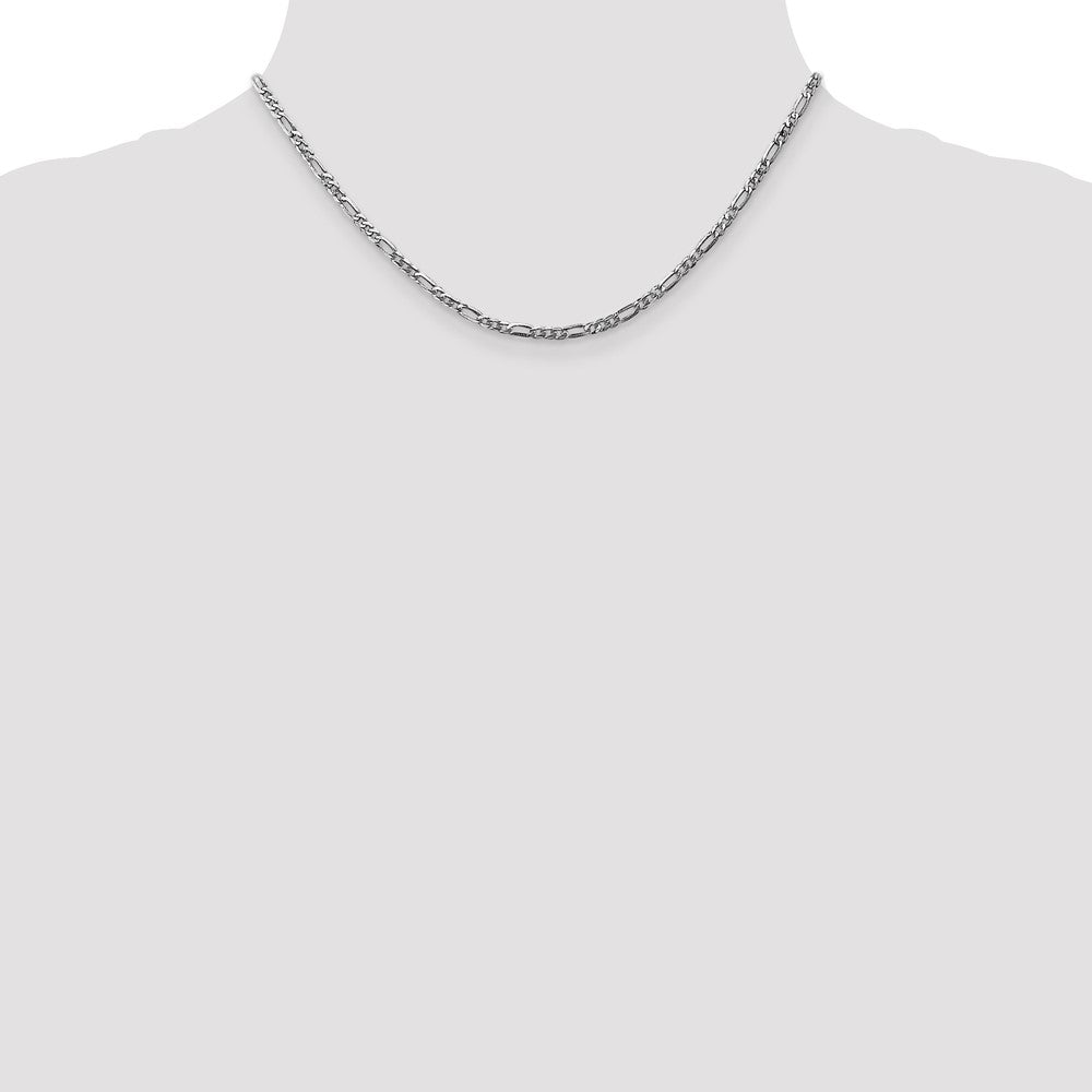 14k White Gold 16 inch 2.75mm Flat Figaro with Lobster Clasp Chain