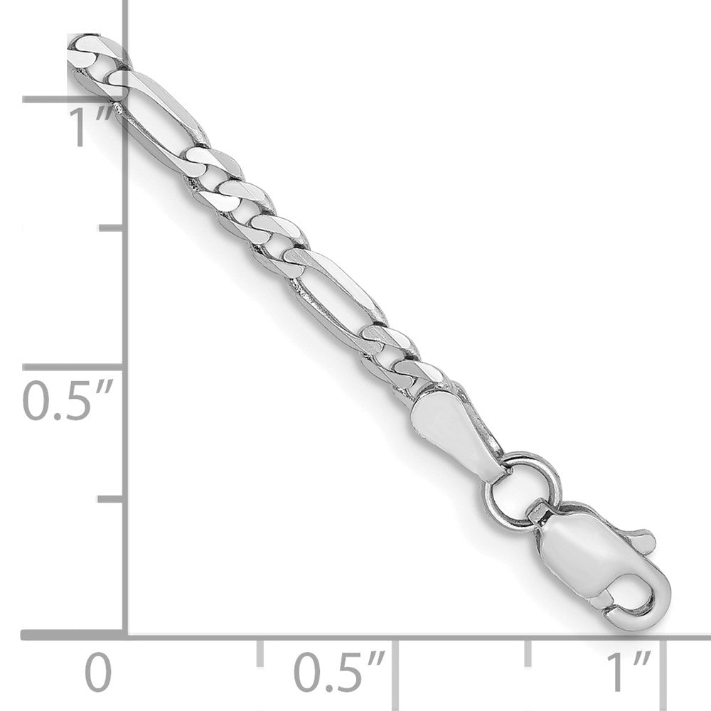 14K White Gold 7 inch 2.75mm Flat Figaro with Lobster Clasp Bracelet