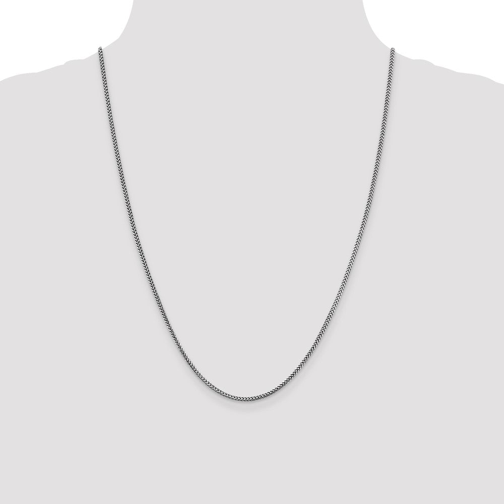14K White Gold 24 inch 1.5mm Franco with Lobster Clasp Chain