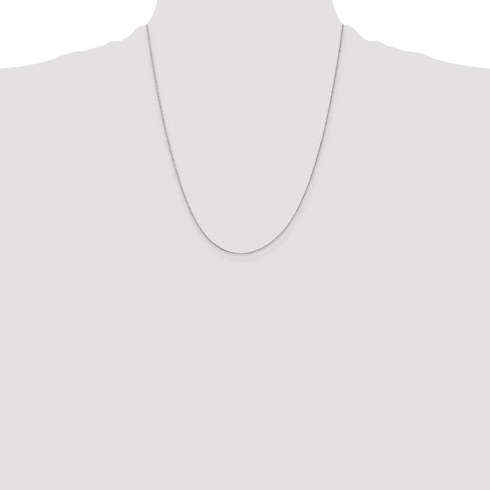 14k White Gold 22 inch .5mm Box with Spring Ring Clasp Chain
