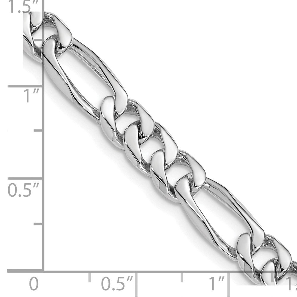 14K White Gold 24 inch 7mm Hand Polished Figaro Link with Fancy Lobster Clasp Chain