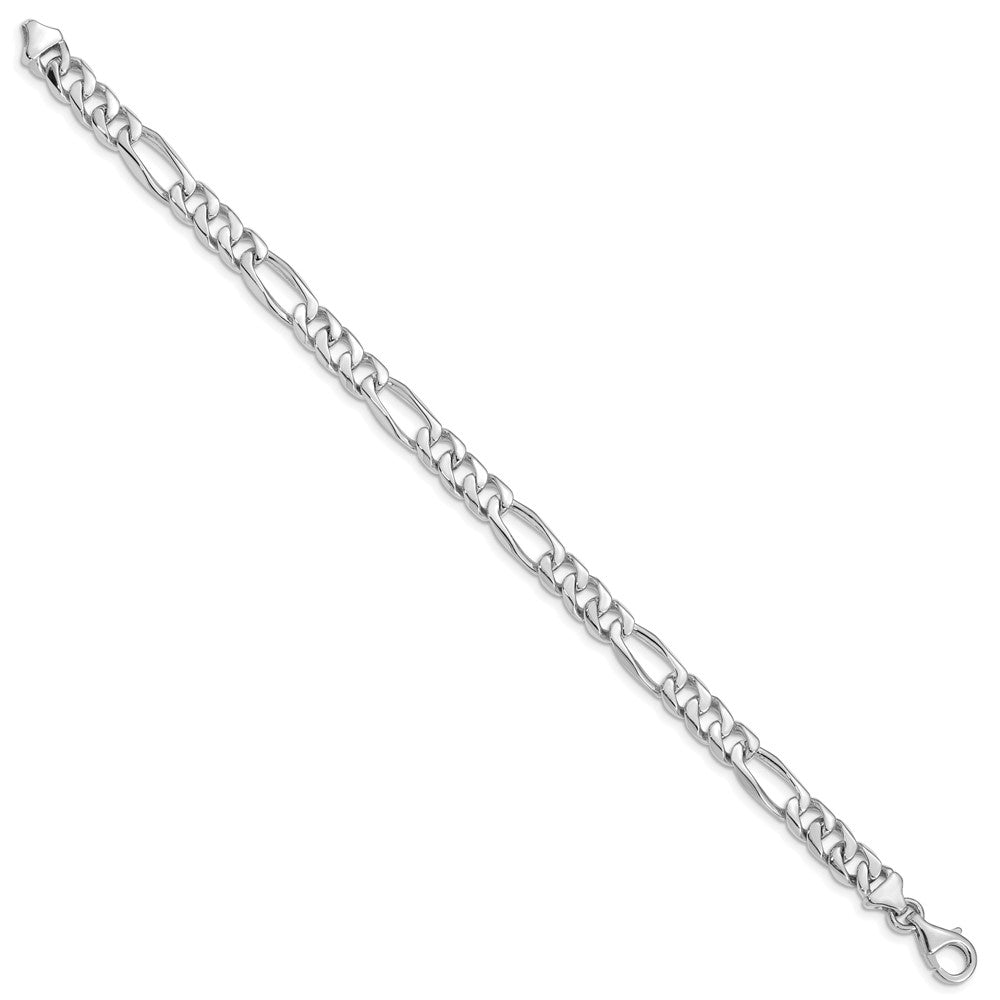 14K White Gold 9 inch 7mm Hand Polished Figaro Link with Fancy Lobster Clasp Bracelet