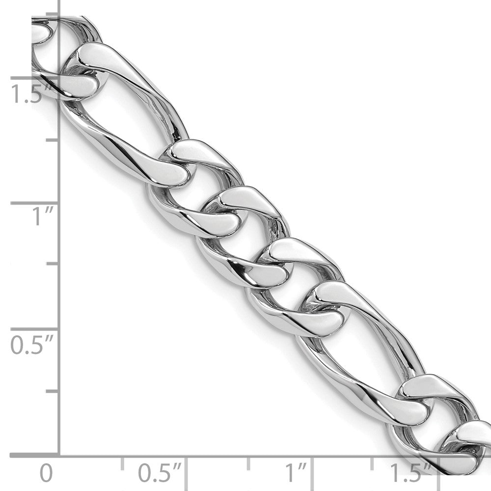 14K White Gold 22 inch 9mm Hand Polished Figaro Link with Box Catch Clasp Chain
