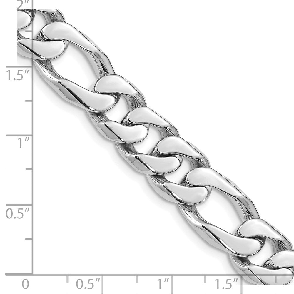 14K White Gold 24 inch 10mm Hand Polished Figaro Link with Box Catch Clasp Chain