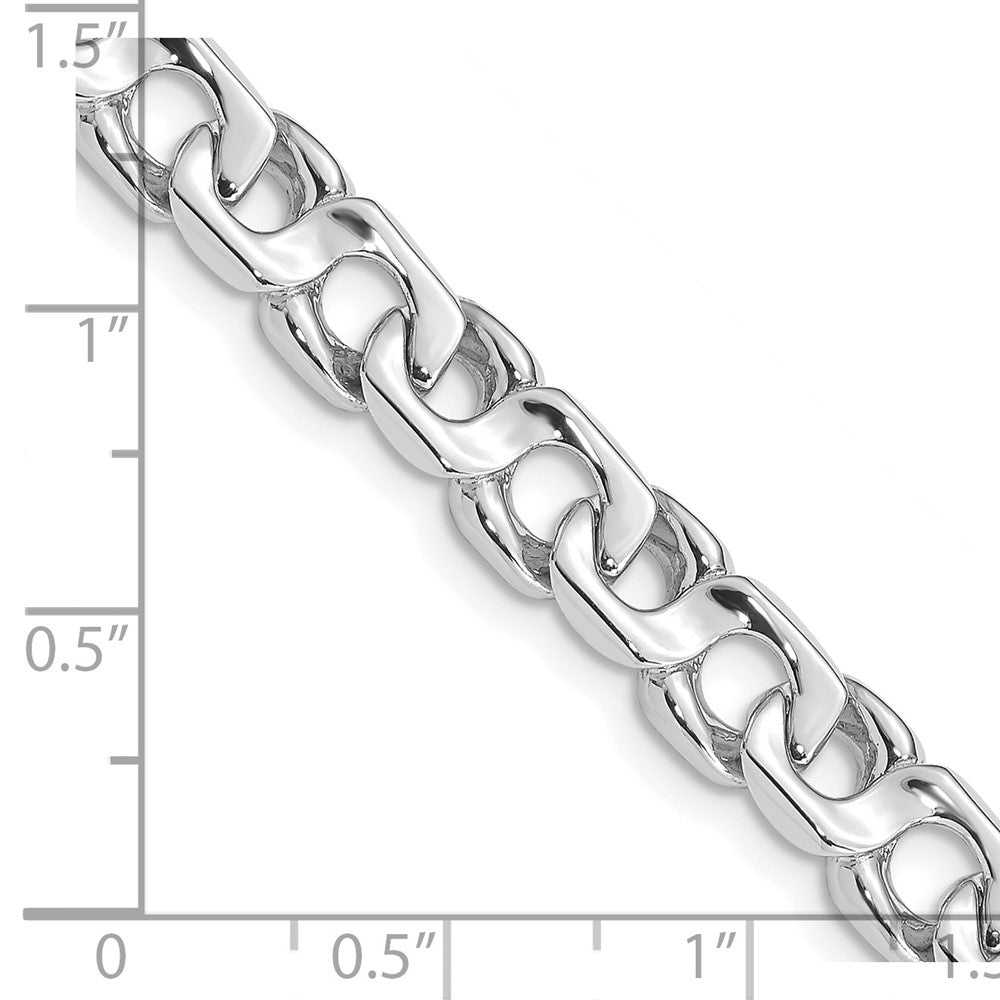 14K White Gold 24 inch 7.4mm Hand Polished Fancy Link with Fancy Lobster Clasp Chain