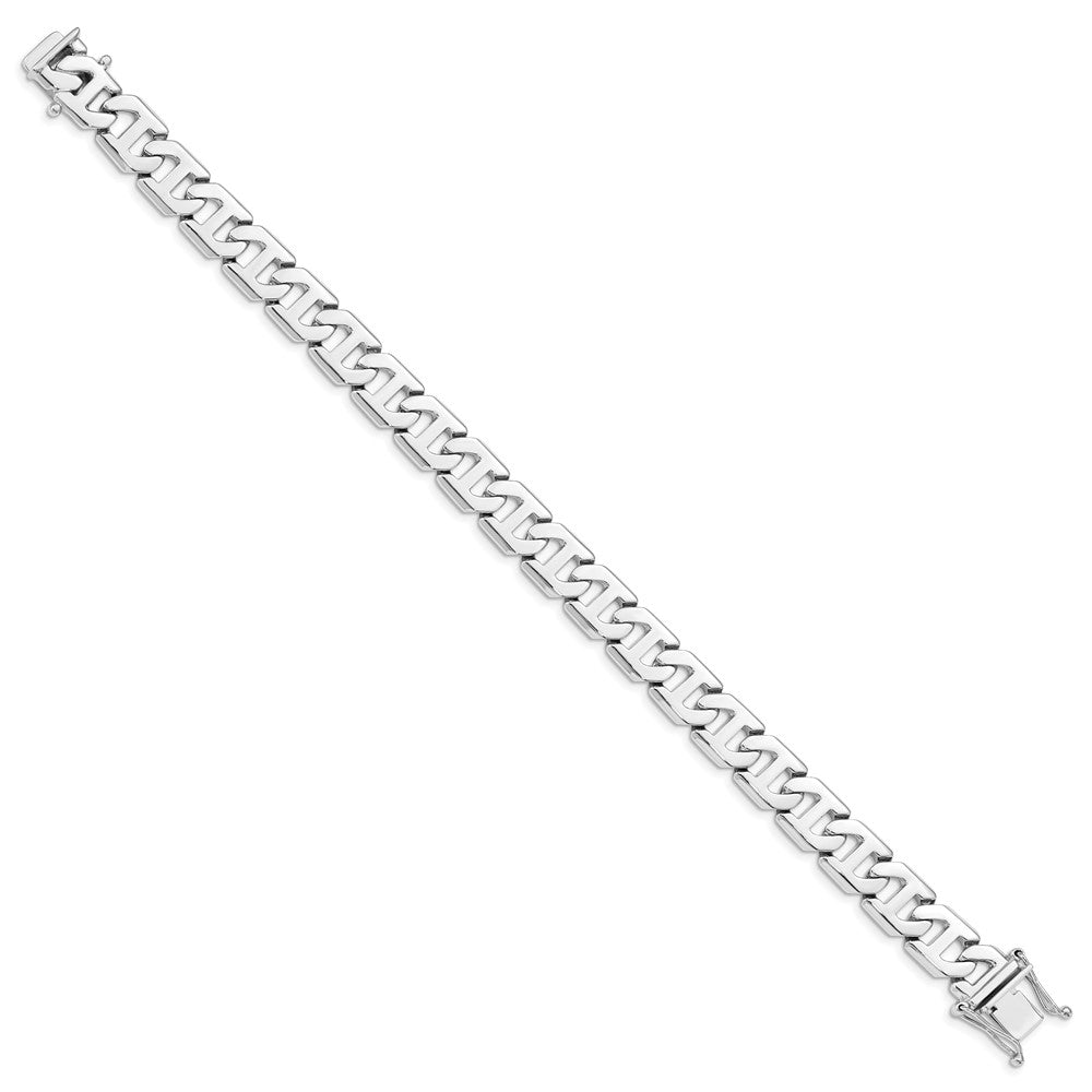 14K White Gold 9 inch 8.5mm Hand Polished Fancy Link with Box Catch Clasp Bracelet