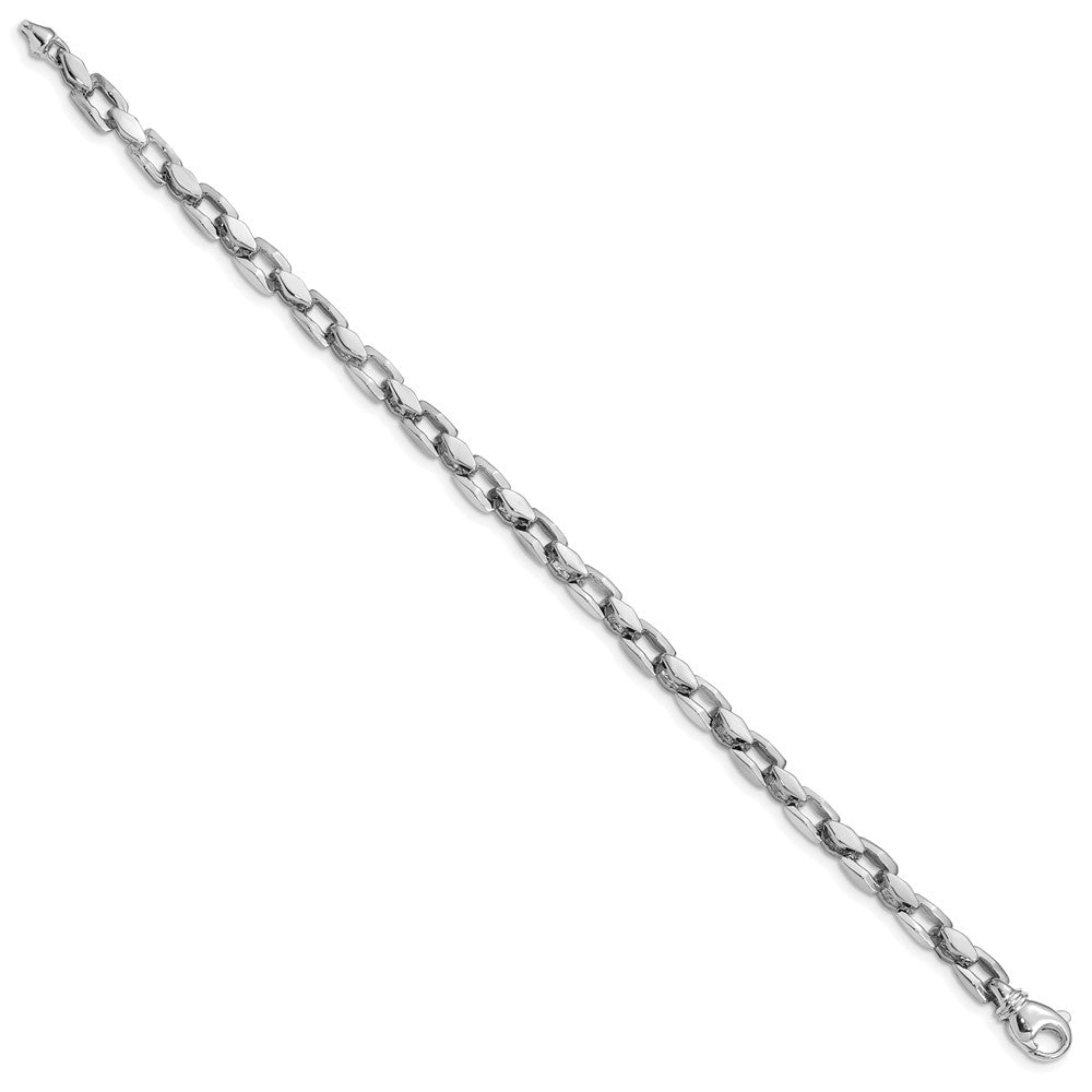 14K White Gold 8 inch 4.5mm Hand Polished Fancy Link with Fancy Lobster Clasp Bracelet