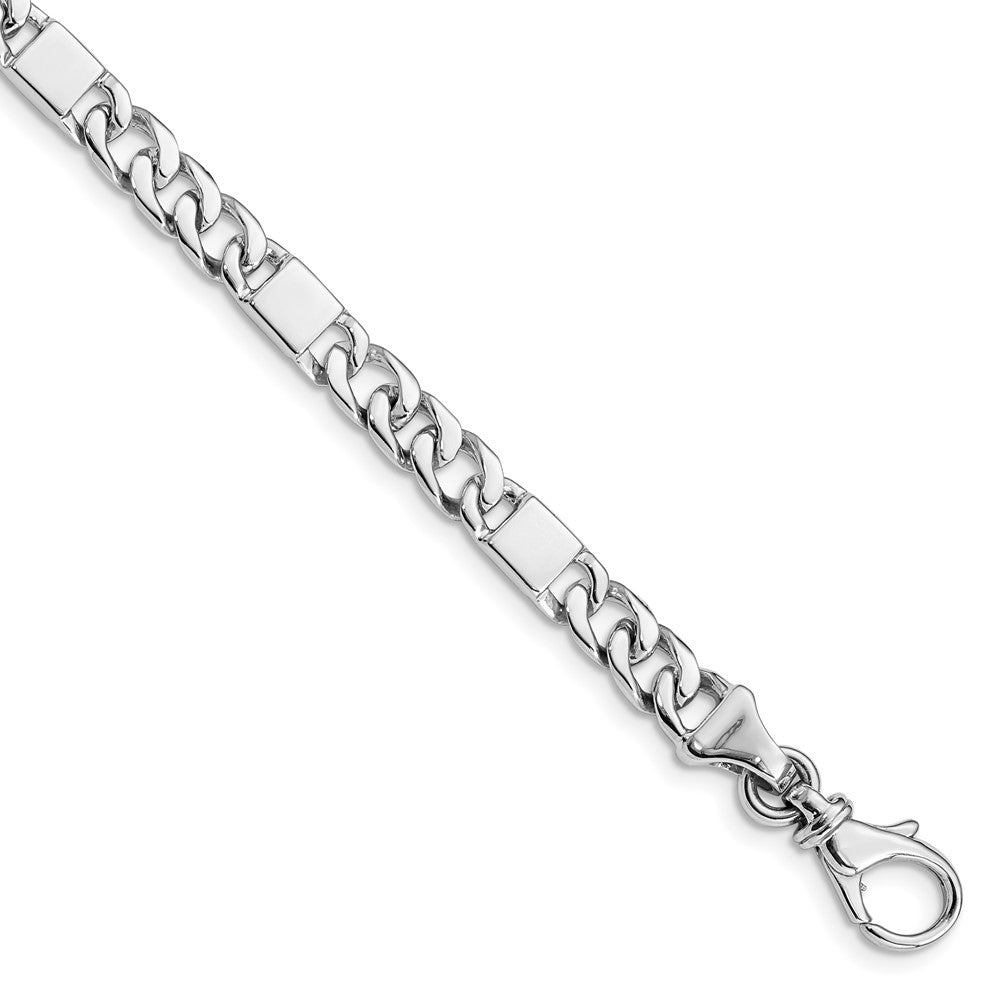 14k White Gold 7 inch 5.6mm Hand Polished Fancy Link with Fancy Lobster Clasp Bracelet