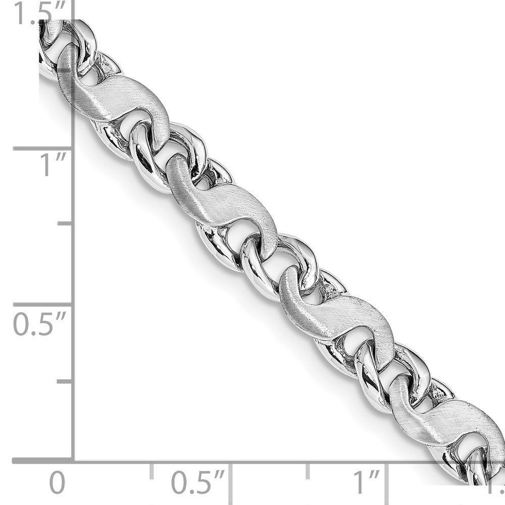 14K White Gold 24 inch 5.4mm Hand Polished and Satin Fancy S-Link with Fancy Lobster Clasp Chain