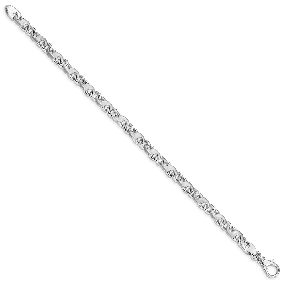 14k White Gold 9 inch 5.4mm Hand Polished and Satin Fancy S-Link with Fancy Lobster Clasp Bracelet