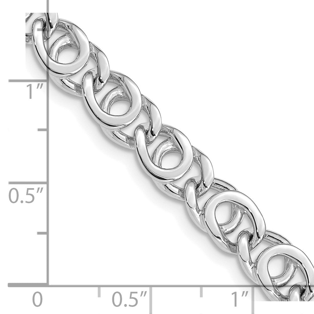 14K White Gold 24 inch 7mm Hand Polished Fancy Link with Fancy Lobster Clasp Chain