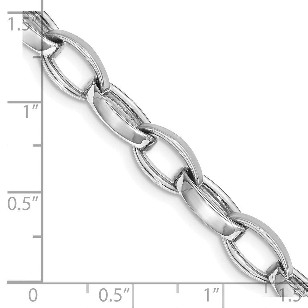 14K White Gold 22 inch 6.6mm Hand Polished and Satin Fancy Link with Fancy Lobster Clasp Chain