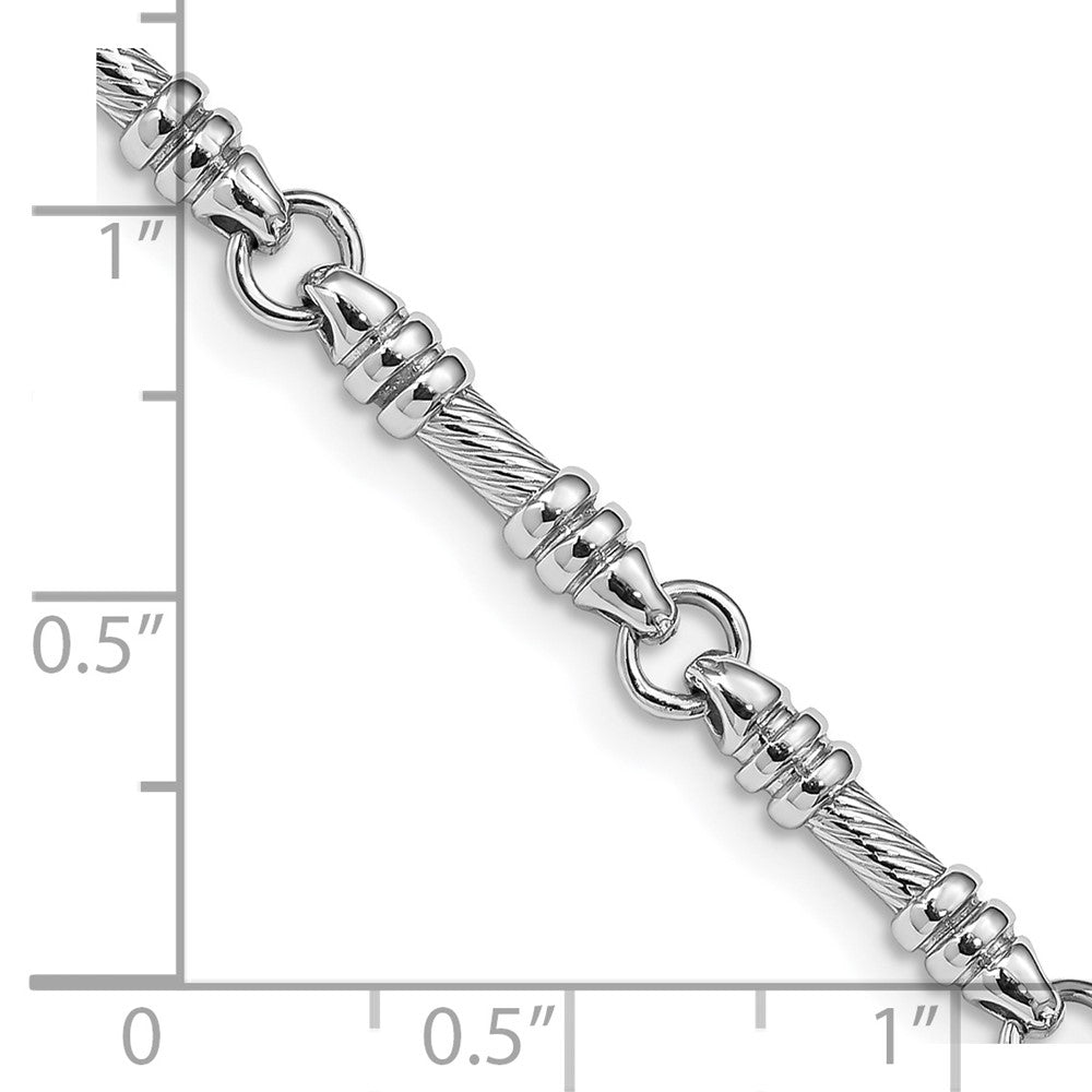 14K White Gold 22 inch 3.5mm Hand Polished and Textured Fancy Link with Fancy Lobster Clasp Chain