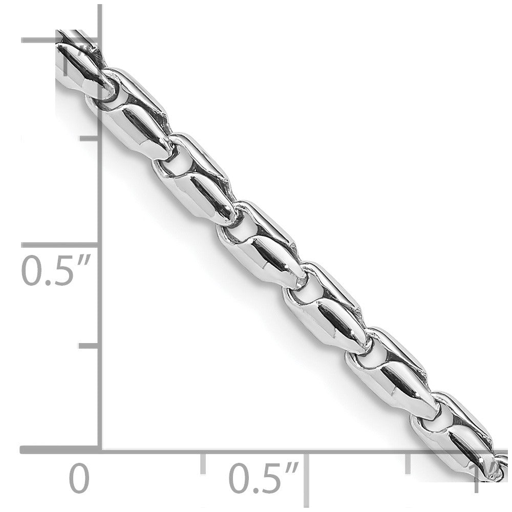 14K White Gold 24 inch 3mm Hand Polished Fancy Link with Lobster Clasp Chain