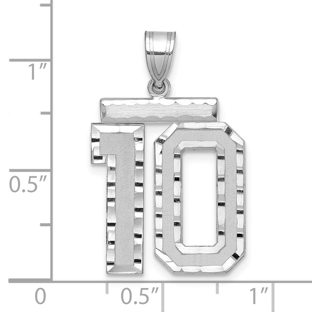14kw Large Brushed Diamond-cut Number 10 Charm