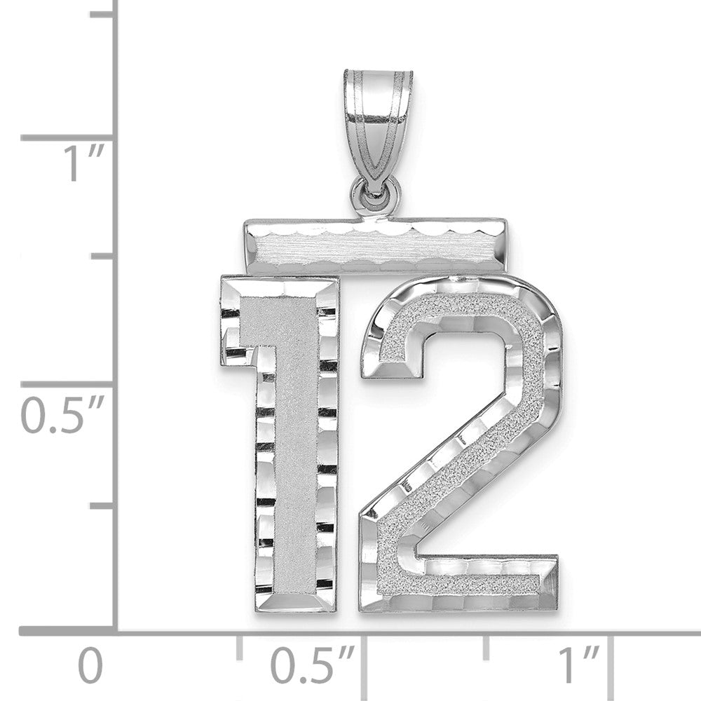 14kw Large Brushed Diamond-cut Number 12 Charm
