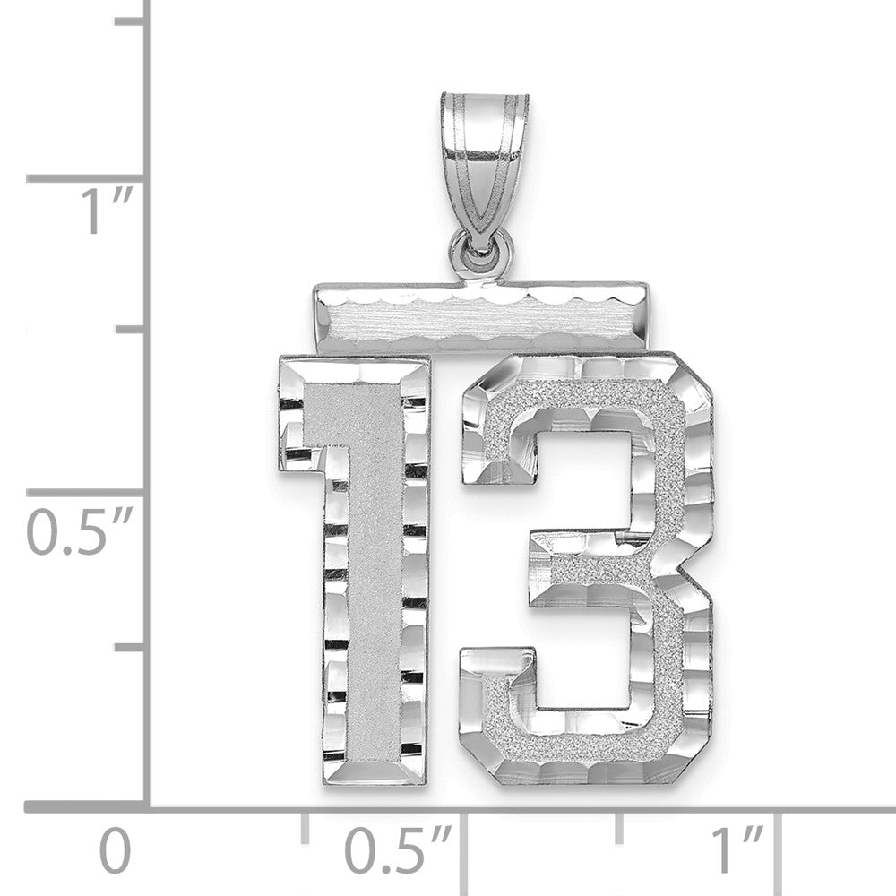 14kw Large Brushed Diamond-cut Number 13 Charm