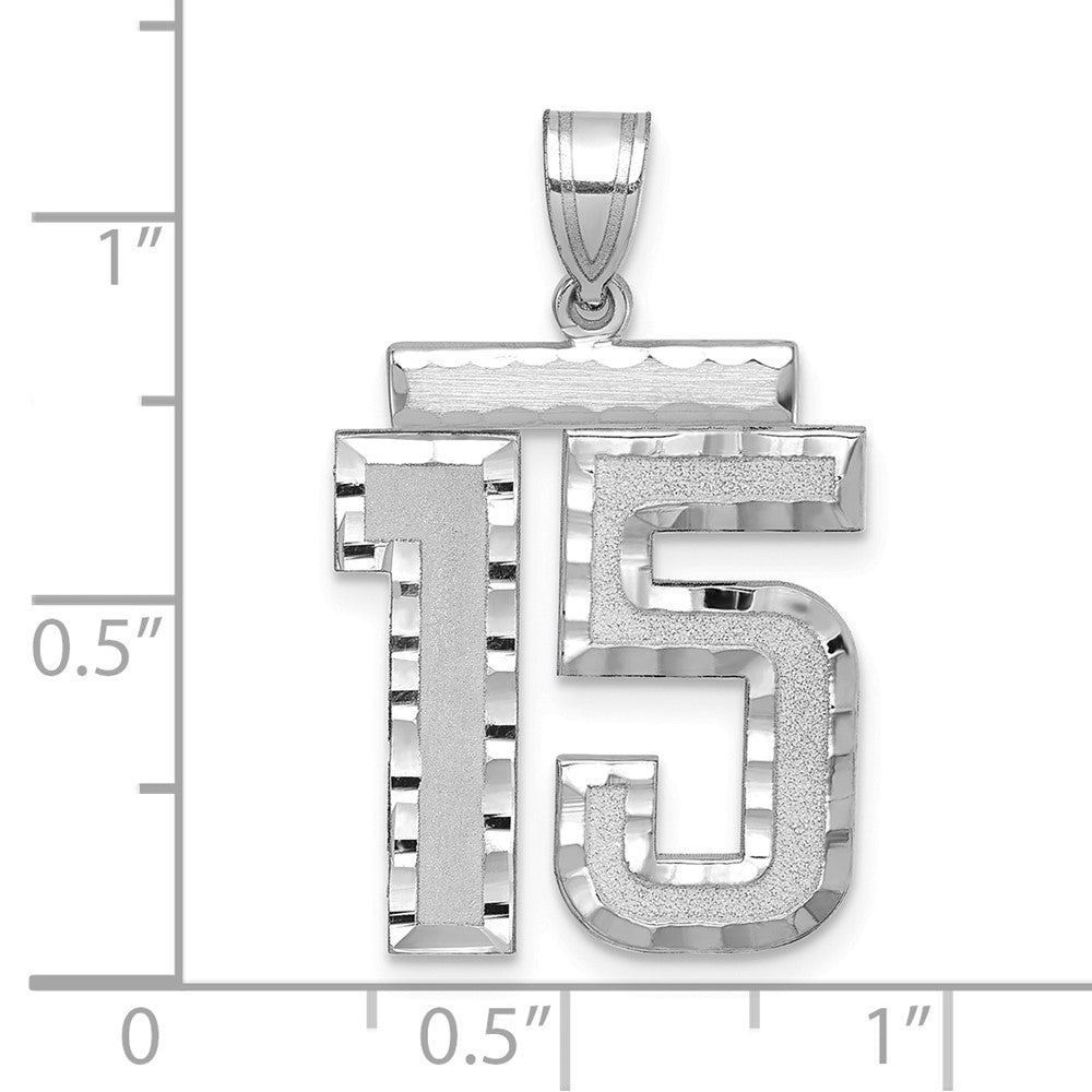 14kw Large Brushed Diamond-cut Number 15 Charm