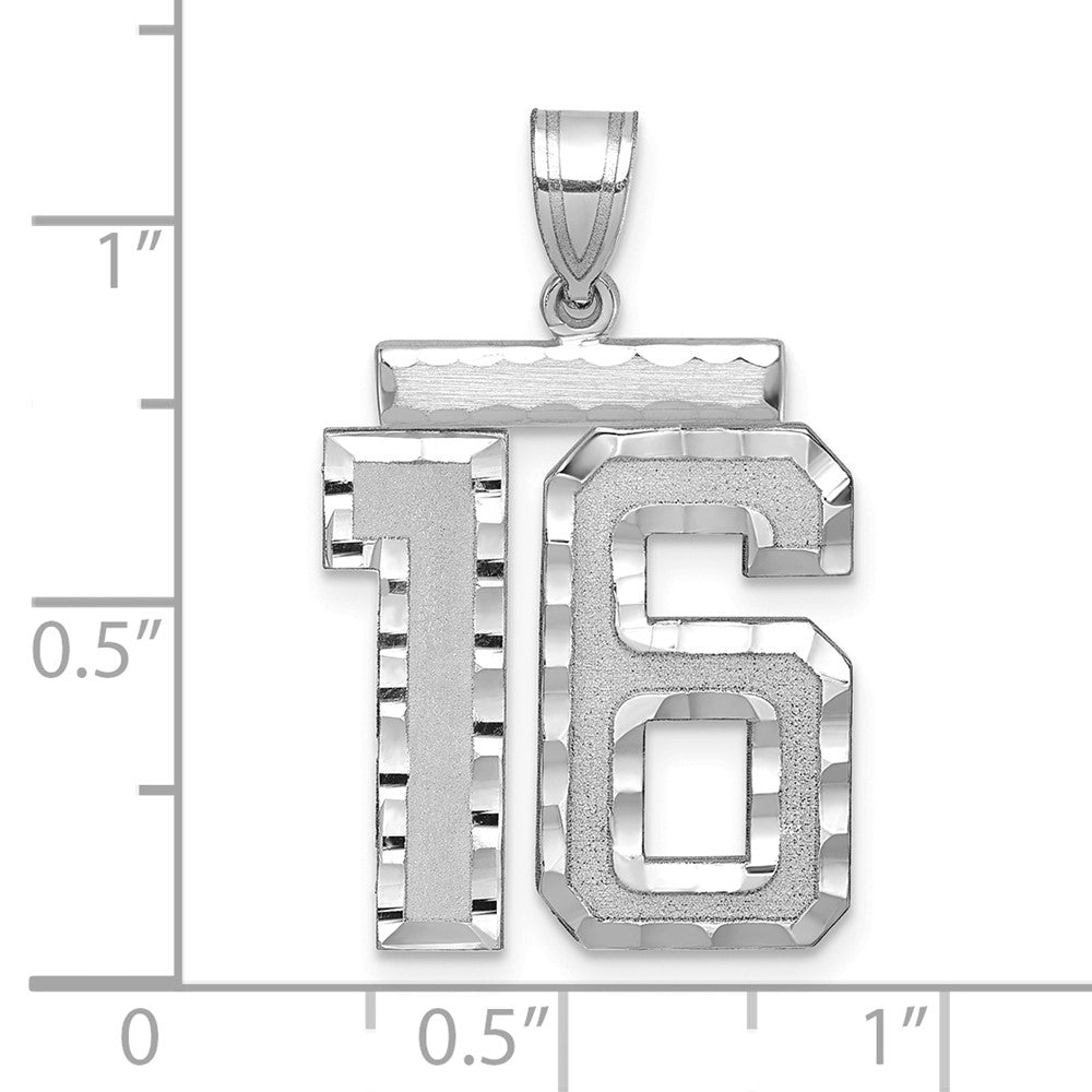 14kw Large Brushed Diamond-cut Number 16 Charm