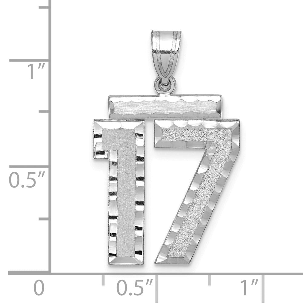 14kw Large Brushed Diamond-cut Number 17 Charm
