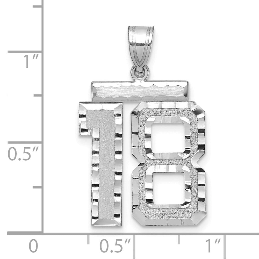 14kw Large Brushed Diamond-cut Number 18 Charm