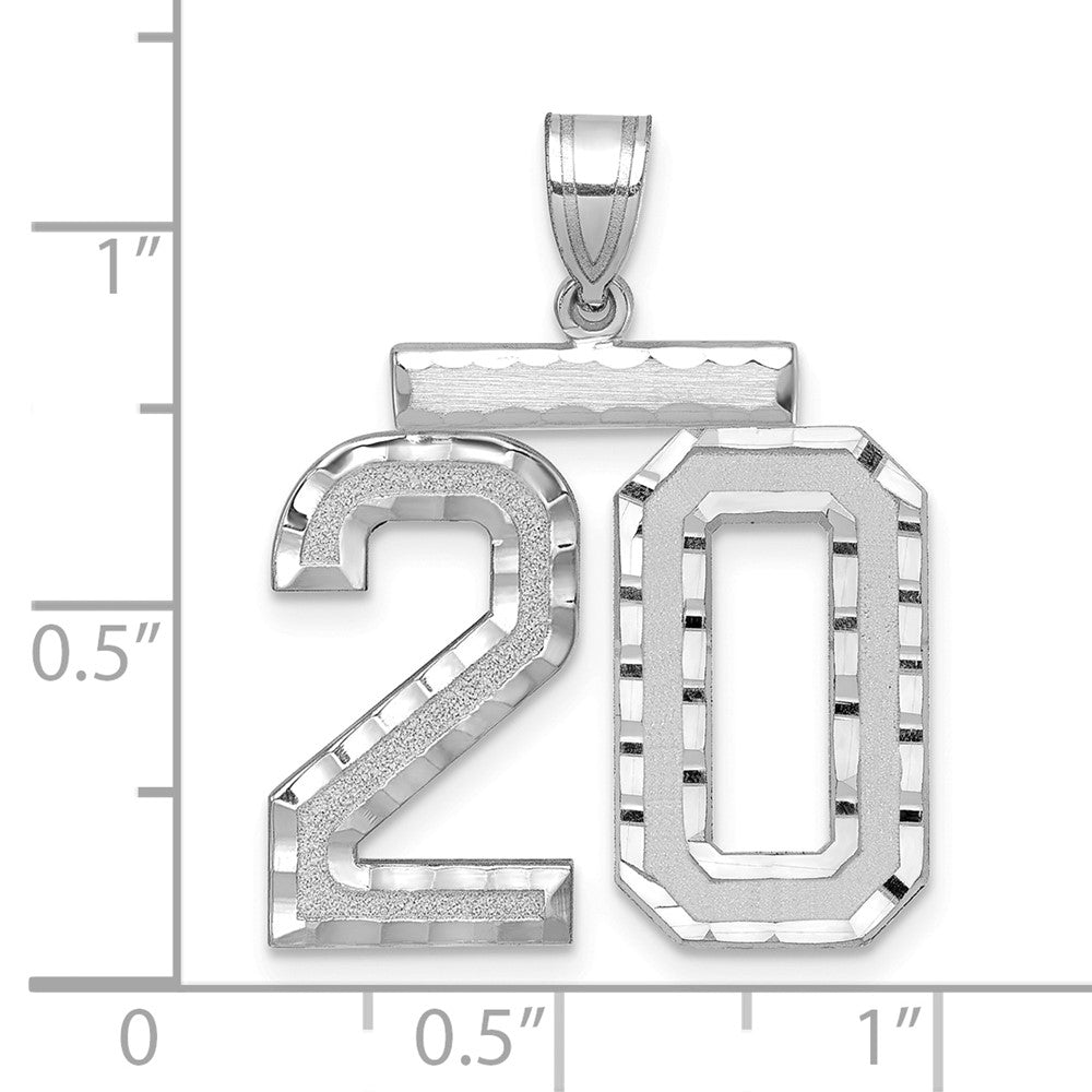 14kw Large Brushed Diamond-cut Number 20 Charm