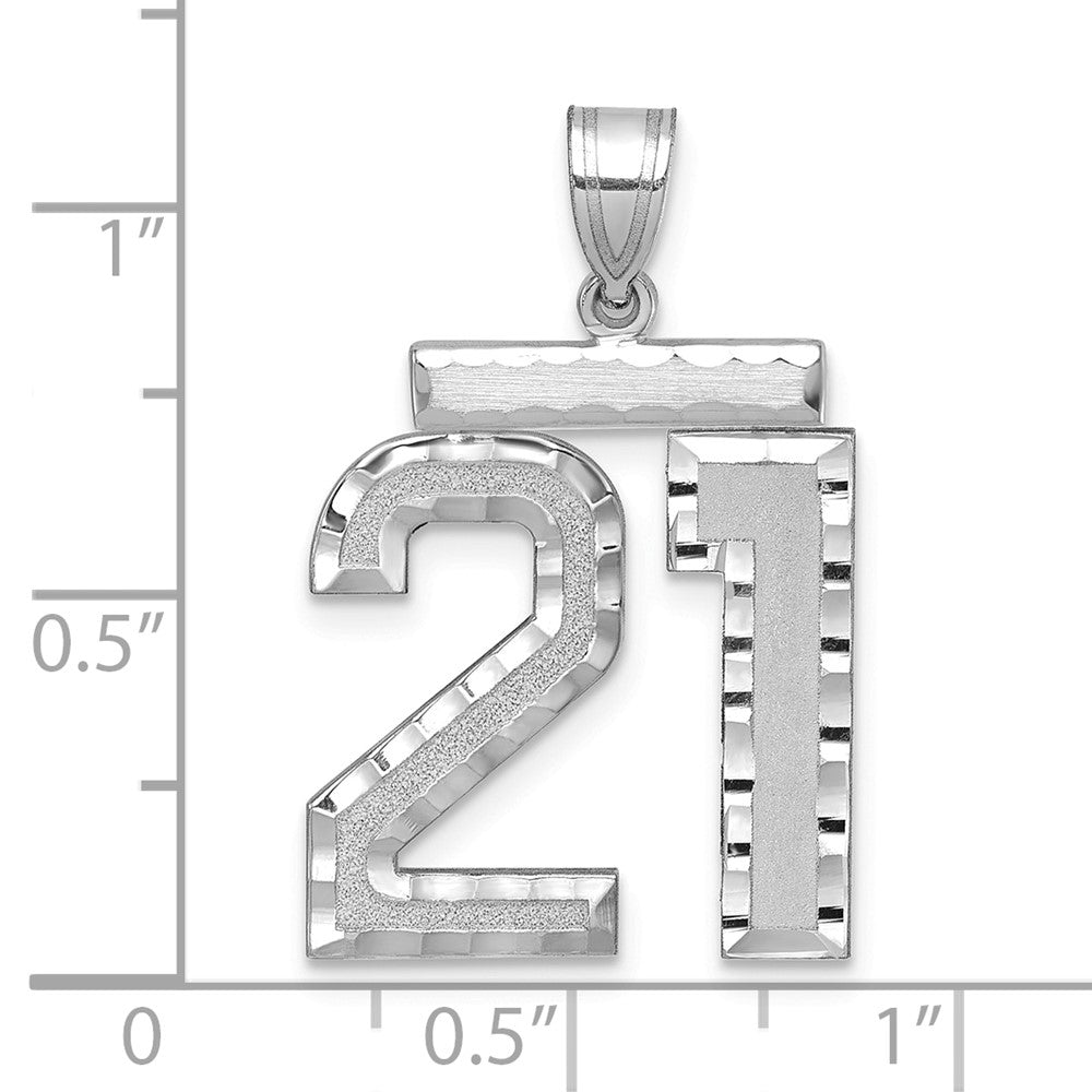 14kw Large Brushed Diamond-cut Number 21 Charm