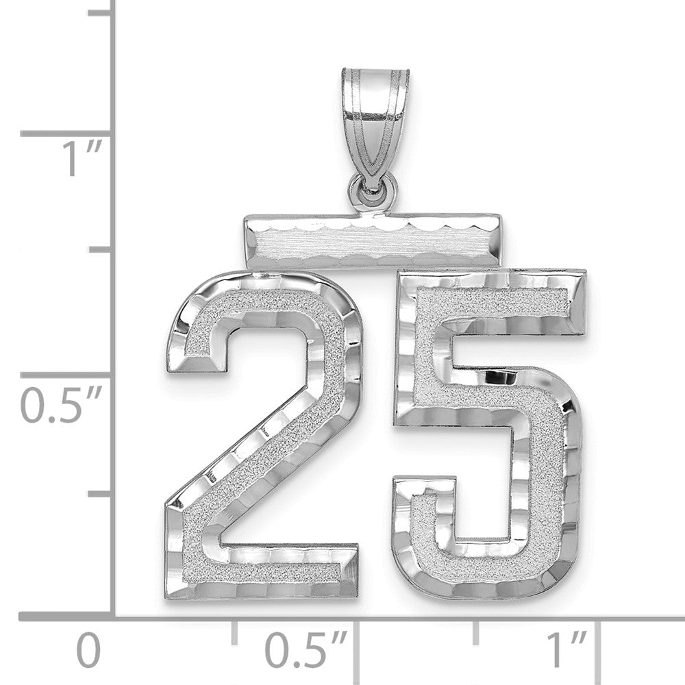 14kw Large Brushed Diamond-cut Number 25 Charm