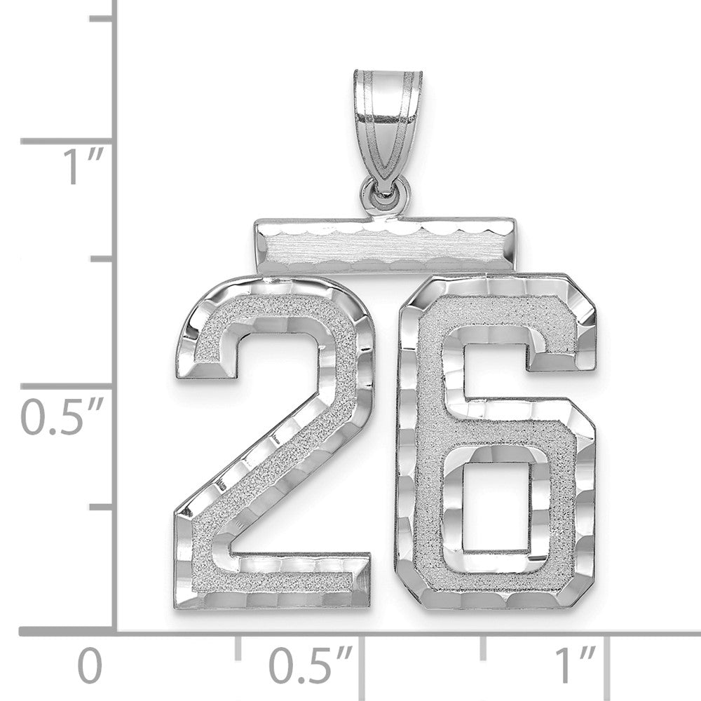 14kw Large Brushed Diamond-cut Number 26 Charm