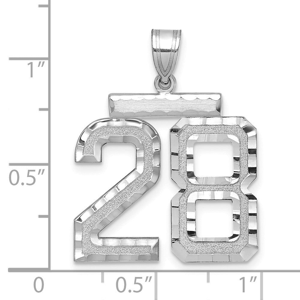 14kw Large Brushed Diamond-cut Number 28 Charm