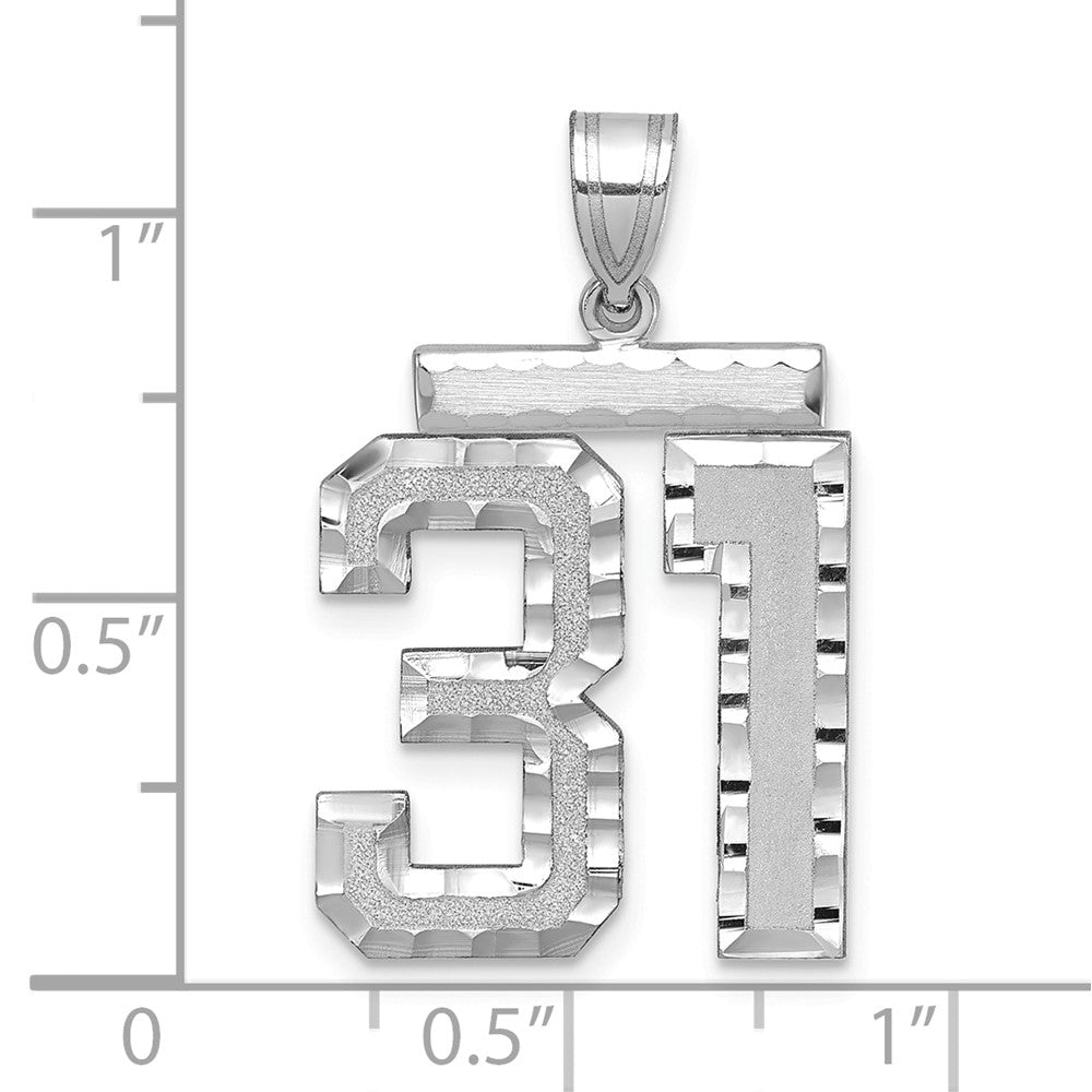 14kw Large Brushed Diamond-cut Number 31 Charm