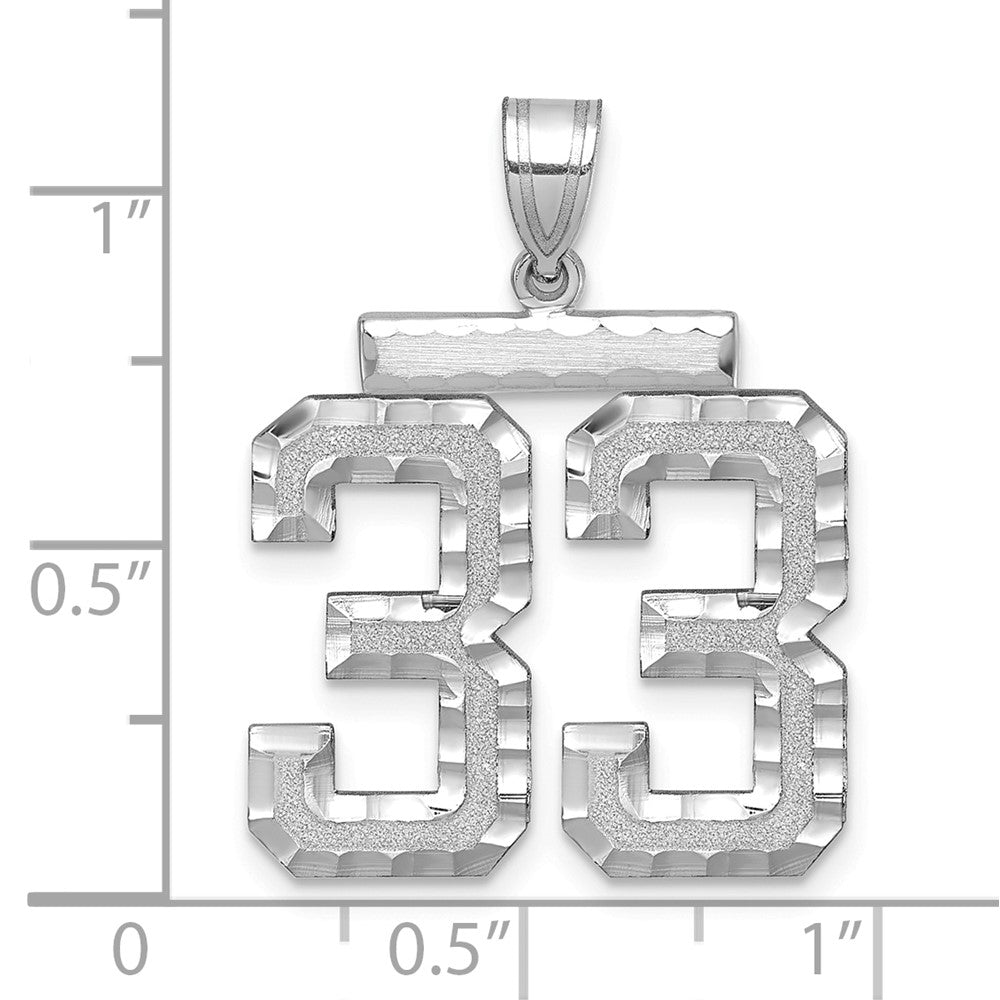 14kw Large Brushed Diamond-cut Number 33 Charm