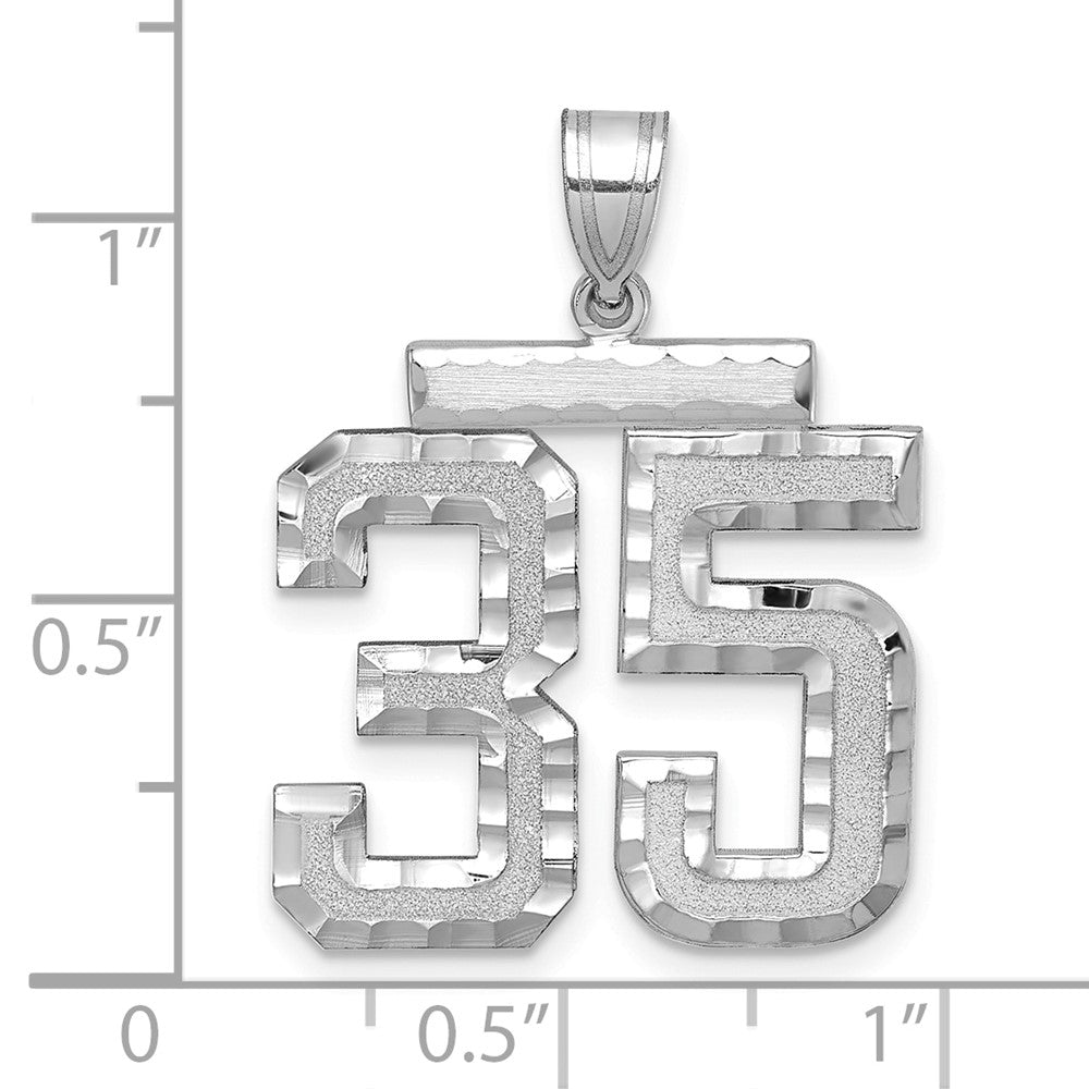 14kw Large Brushed Diamond-cut Number 35 Charm