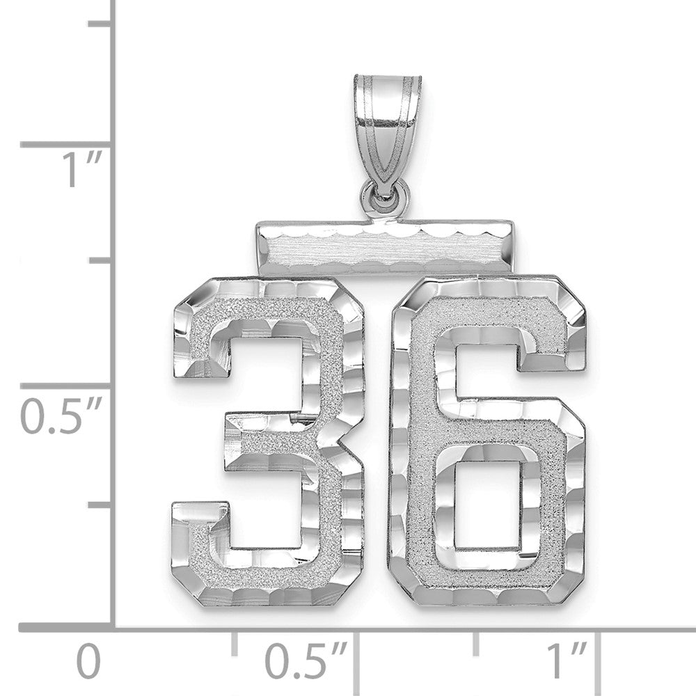 14kw Large Brushed Diamond-cut Number 36 Charm