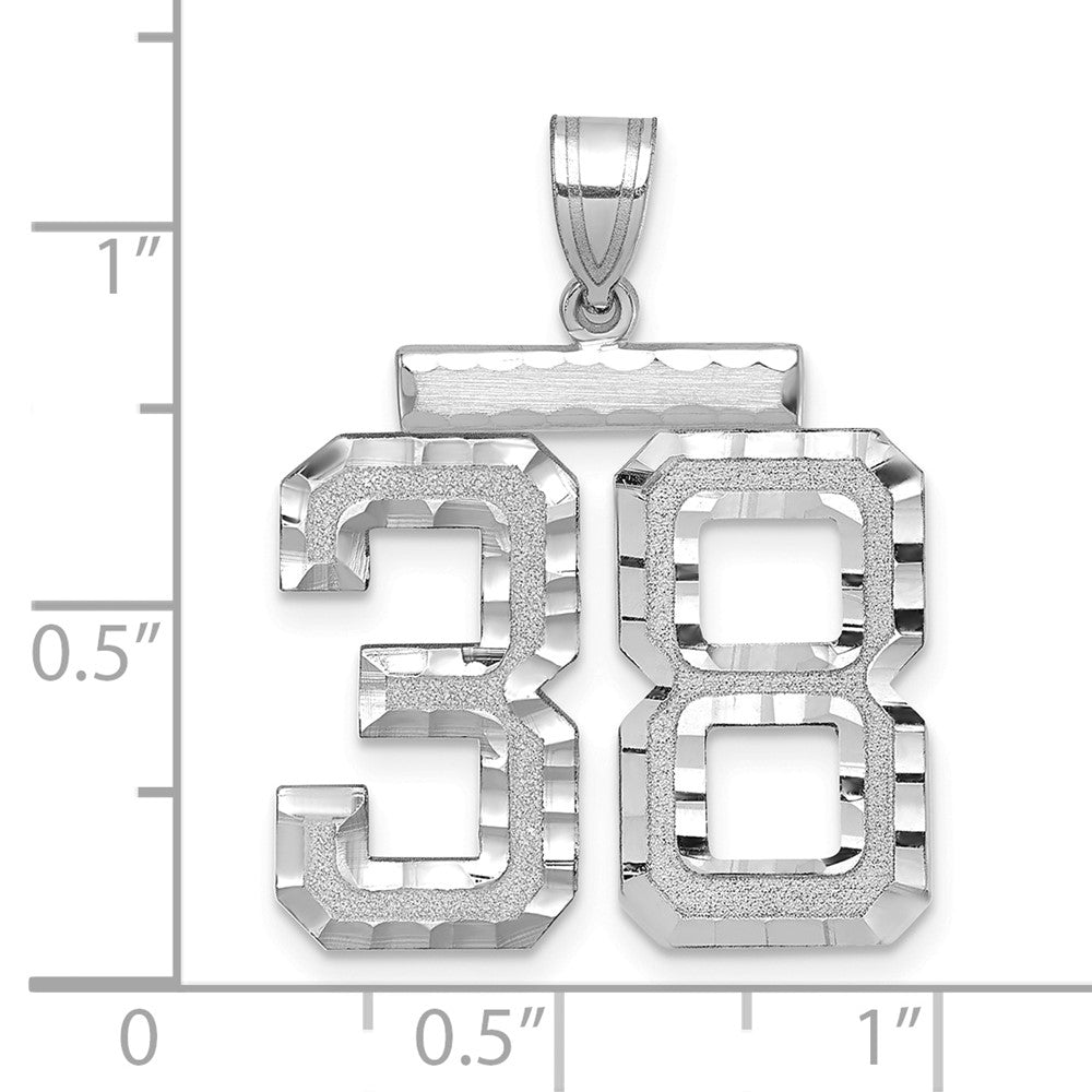 14kw Large Brushed Diamond-cut Number 38 Charm