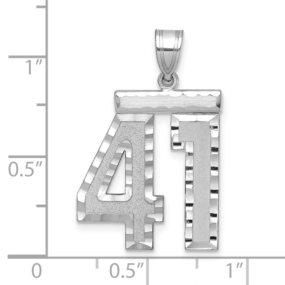 14kw Large Brushed Diamond-cut Number 41 Charm