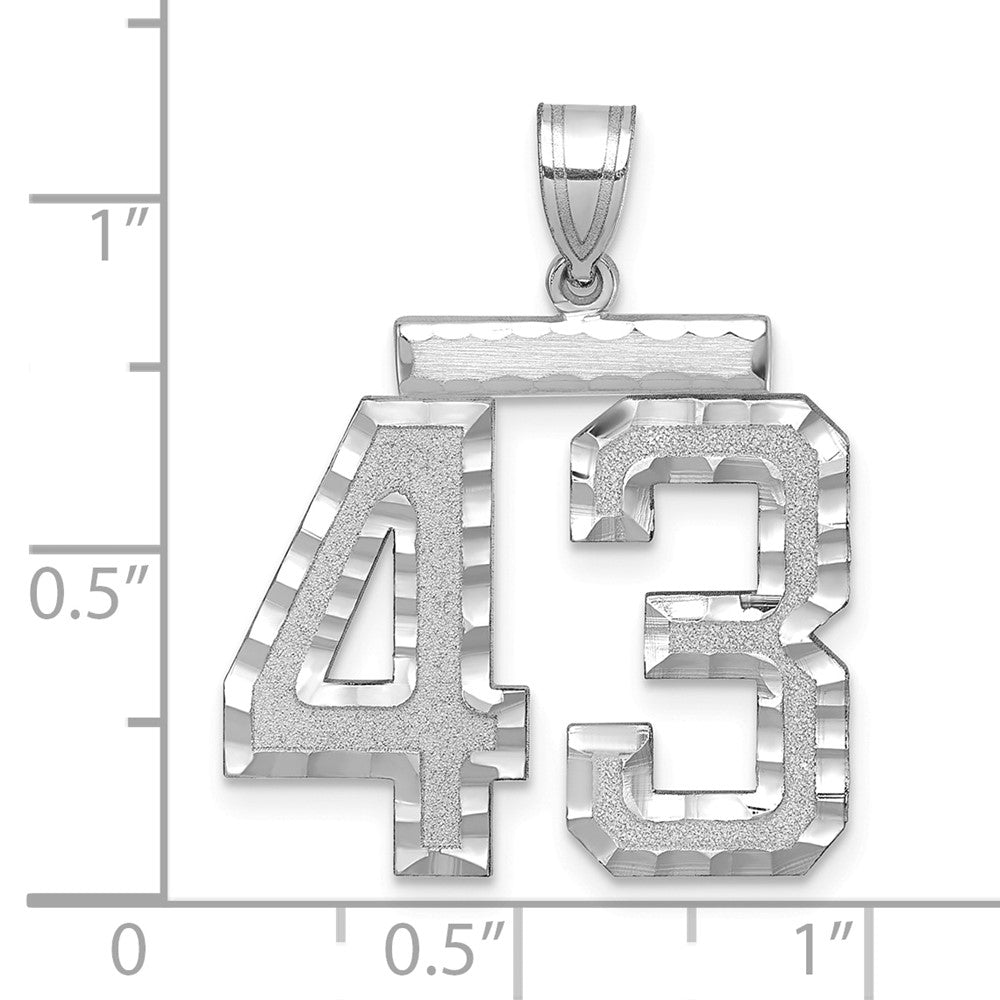 14kw Large Brushed Diamond-cut Number 43 Charm