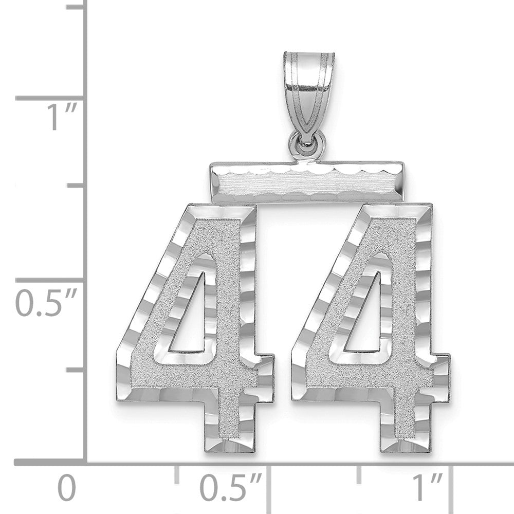 14kw Large Brushed Diamond-cut Number 44 Charm