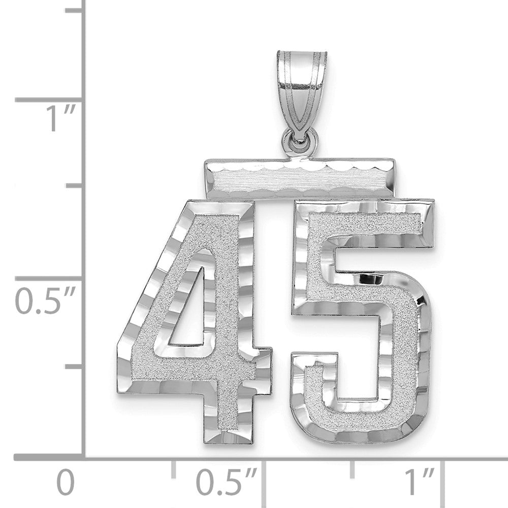 14kw Large Brushed Diamond-cut Number 45 Charm
