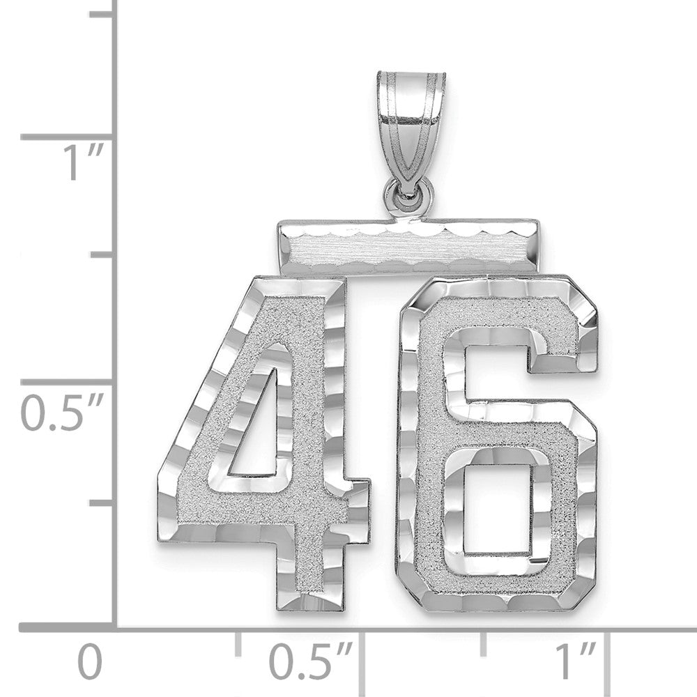 14kw Large Brushed Diamond-cut Number 46 Charm