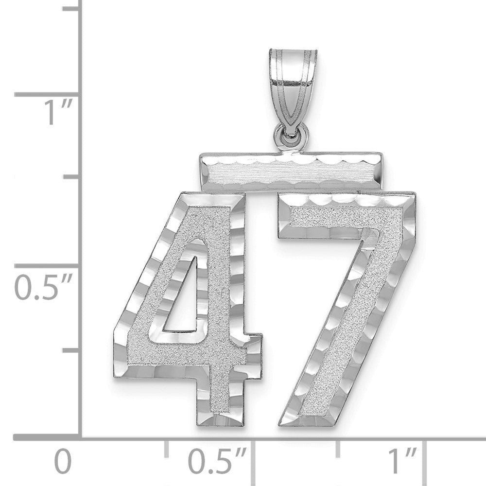 14kw Large Brushed Diamond-cut Number 47 Charm
