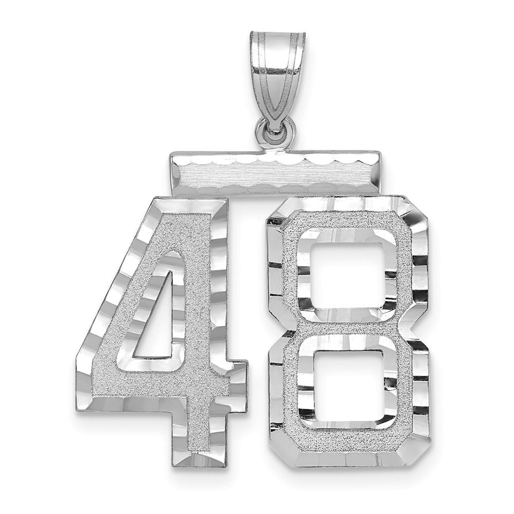 14k White Gold Large Brushed Diamond-cut Number 48 Charm