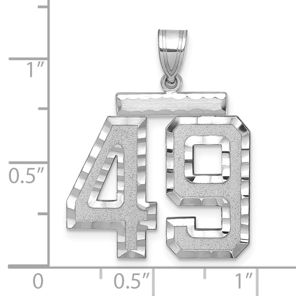 14kw Large Brushed Diamond-cut Number 49 Charm