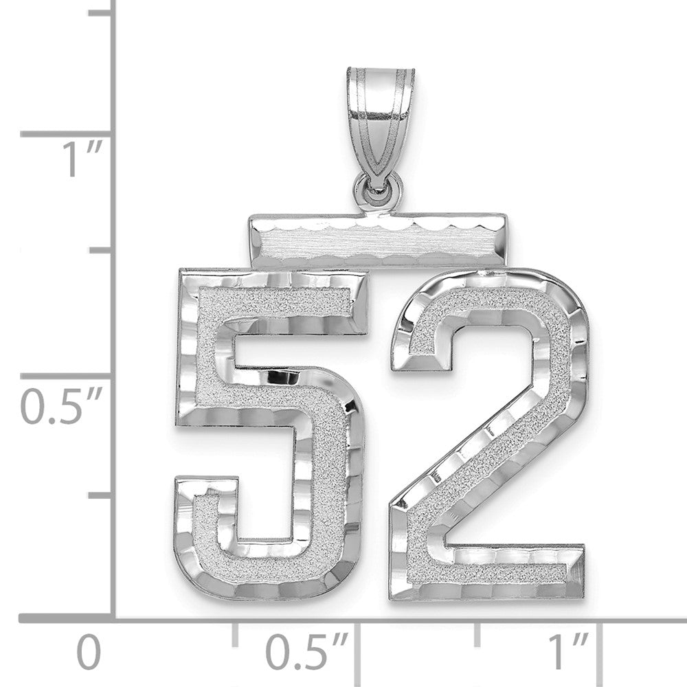 14kw Large Brushed Diamond-cut Number 52Charm