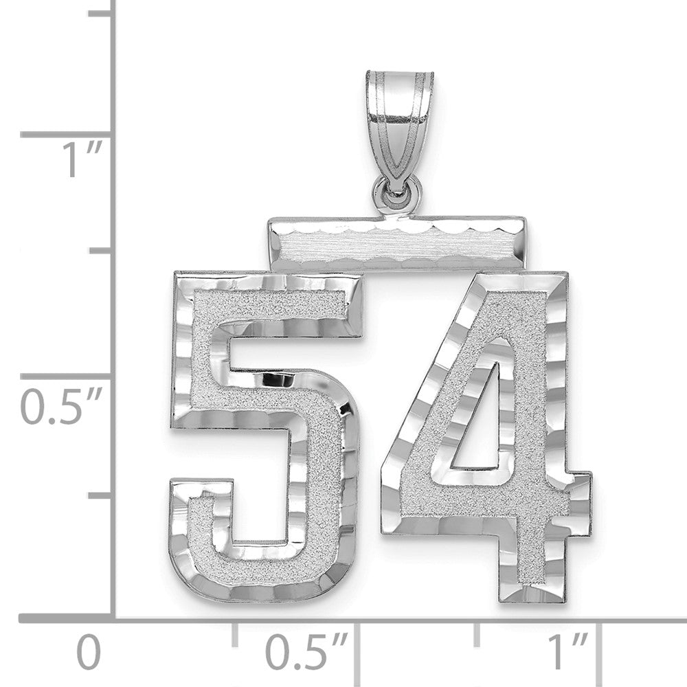 14kw Large Brushed Diamond-cut Number 54 Charm
