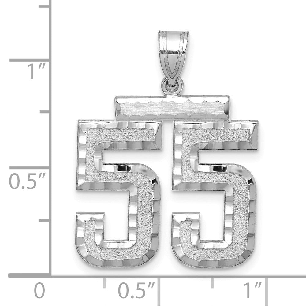 14kw Large Brushed Diamond-cut Number 55 Charm